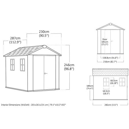 Casetta da Giardino Keter Newton Plus in Resina Grigio 230x287 cm