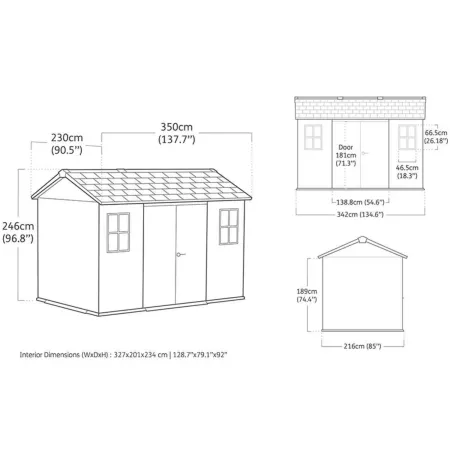 Casetta Keter Newton Plus da Giardino Box in Resina Grigio 230x350 cm