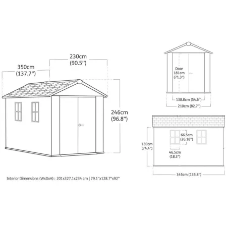 Casetta Keter Newton Plus da Giardino Box in Resina Grigio 230x350 cm
