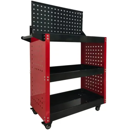 Carrello Portautensili Preforato 3 Ripiani con Pannello Portata 100 kg
