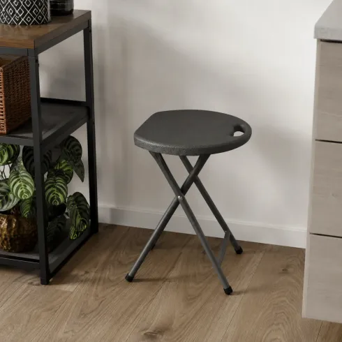 Sgabello Pieghevole Noce in Acciaio e HDPE 30x30x44 cm da Interno