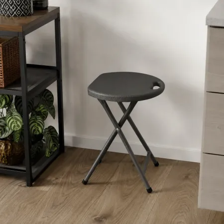 Sgabello Pieghevole Noce in Acciaio e HDPE 30x30x44 cm da Interno