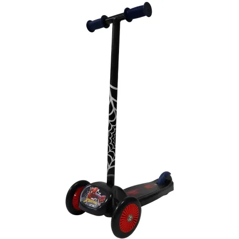 Monopattino 3 Ruote Bambini Spiderman Marvel Nero con Freno a Pedale