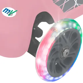 Monopattino 3 Ruote LED Bambini Pieghevole Rosa Cuscinetti ABEC-5 2