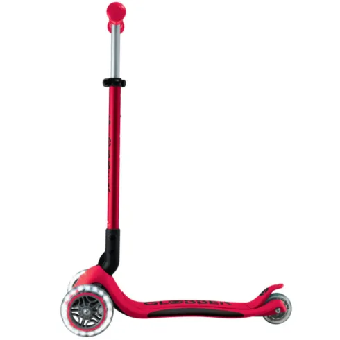 Monopattino 3 Ruote Bambini Pieghevole Regolabile Ruote LED Rosso Nero