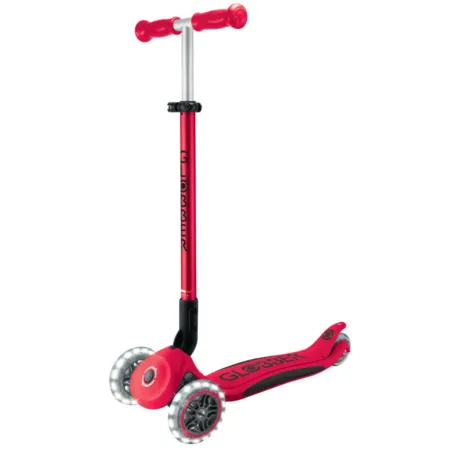 Monopattino 3 Ruote Bambini Pieghevole Regolabile Ruote LED Rosso Nero