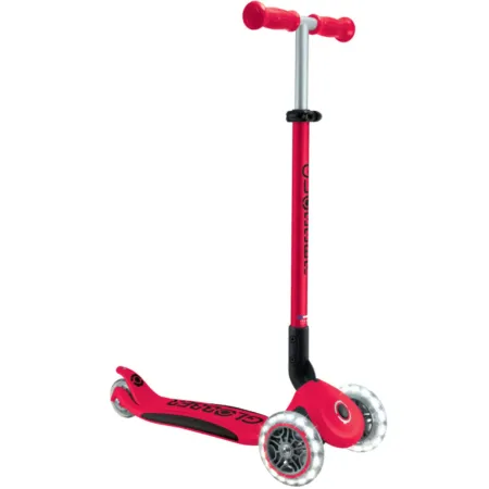 Monopattino 3 Ruote Bambini Pieghevole Regolabile Ruote LED Rosso Nero