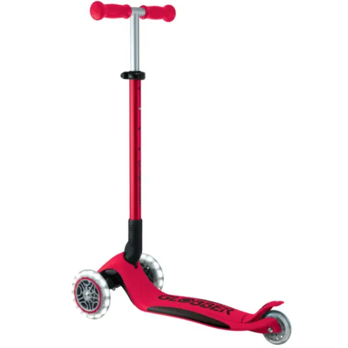 Monopattino 3 Ruote Bambini Pieghevole Regolabile Ruote LED Rosso Nero