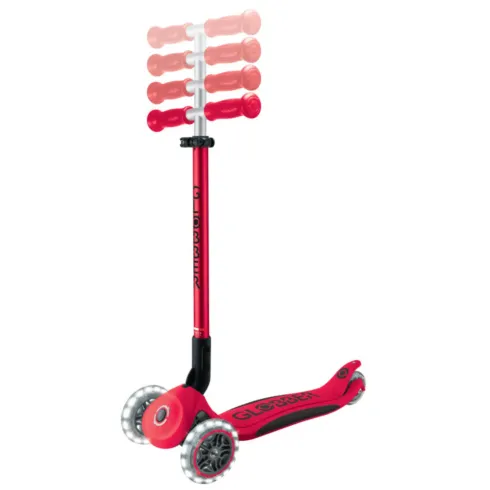 Monopattino 3 Ruote Bambini Pieghevole Regolabile Ruote LED Rosso Nero