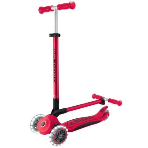 Monopattino 3 Ruote Bambini Pieghevole Regolabile Ruote LED Rosso Nero