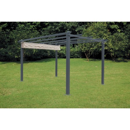 Pergola Gazebo 3x4 Bianco Alluminio Telo Tenda Retrattile Carport Auto Giardino