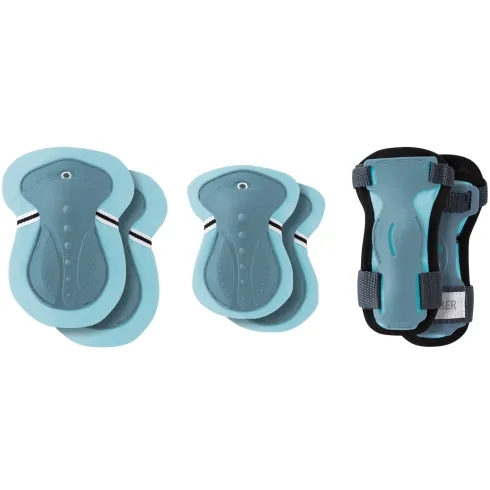 Protezioni per Bambini XS Set Gomiti Ginocchia Polsi Blu Pastello Bici