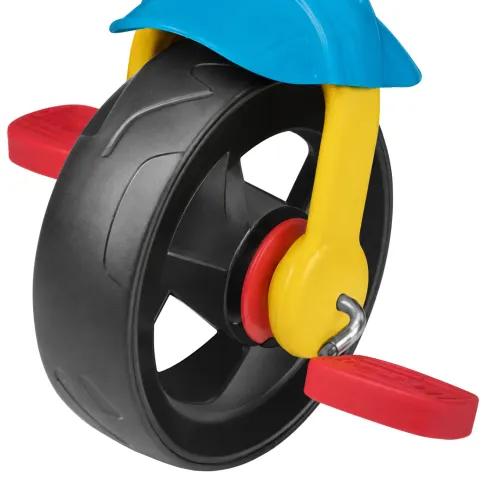 Triciclo Bambini Blu Rosso Giallo in Metallo Cestino Ribalta Cintura