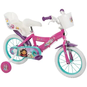 Bicicletta per Bambini con Rotelle Gabby Dollhouse 16" Rosa Bianco
