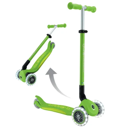 Monopattino 3 Ruote Bambini Pieghevole Regolabile Ruote LED Verde