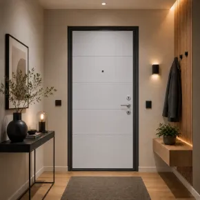 Pannello per Porta Blindata Alluminio Bianco con Incisioni 90x210 cm 2