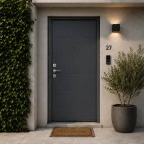 Pannello per Porta Blindata Alluminio Grigio con Incisioni 90x210 cm 2