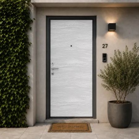 Pannello per Porta Blindata Alluminio Bianco Effetto Onde 90x210 cm