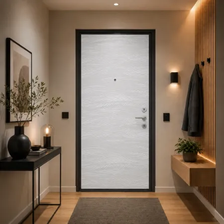 Pannello per Porta Blindata Alluminio Bianco Effetto Onde 90x210 cm