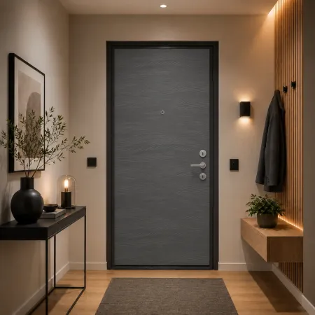Pannello per Porta Blindata Alluminio Grigio Effetto Onde 90x210 cm