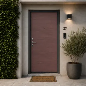 Pannello per Porta Blindata Alluminio Rame Effetto Onde 90x210 cm 2