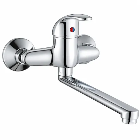 Miscelatore Lavello a Muro Monocomando Ottone Cromato Cartuccia 40 mm