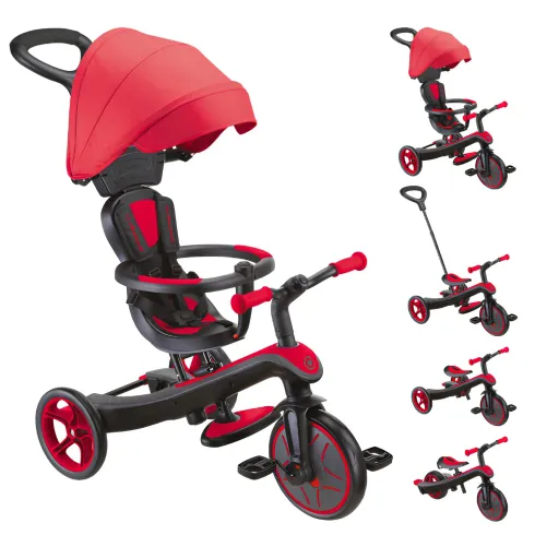 Triciclo Evolutivo 4 in 1 Maniglia Regolabile Balance Bike Rosso