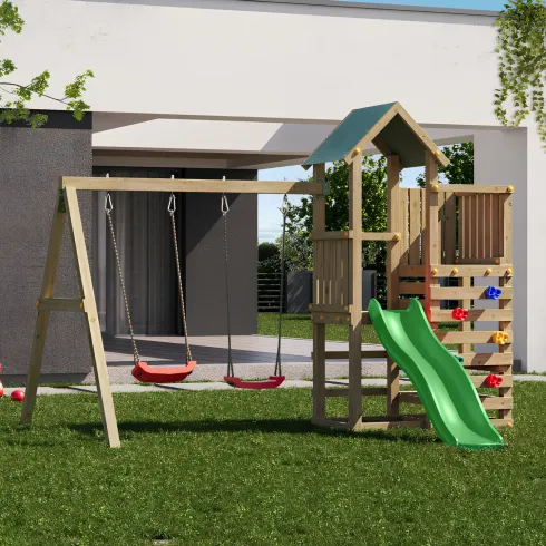 Parco Giochi Bimbi da Giardino in Legno Altalena Scivolo Picnic Tavolo