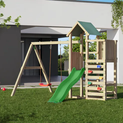 Parco Giochi Bimbi da Giardino in Legno Altalena Scivolo Picnic Tavolo