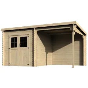 Casetta in Legno 28 mm con Portico 443x229 cm da Giardino Block House