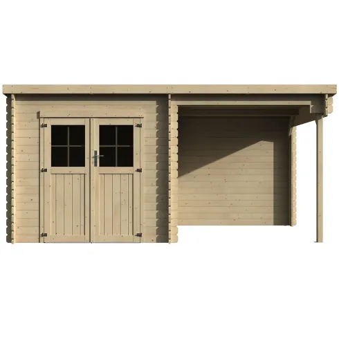 Casetta in Legno 28 mm con Portico 443x229 cm da Giardino Block House