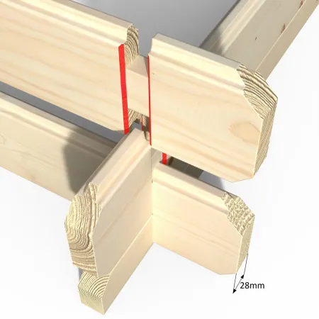 Casetta in Legno 28 mm con Portico 443x229 cm da Giardino Block House