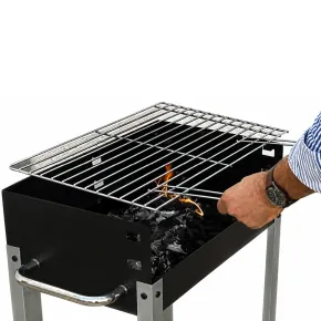 Barbecue a Carbone da Giardino Mattone Refrattario Griglia Regolabile 2