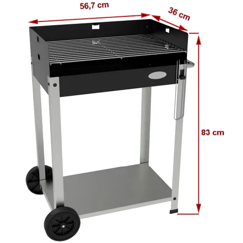 Barbecue a Carbone da Giardino Mattone Refrattario Griglia Regolabile