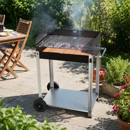 Barbecue a Carbone da Giardino Mattone Refrattario Griglia Regolabile