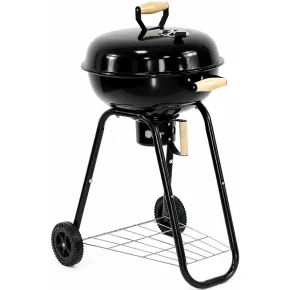 Barbecue a Carbone Rotondo con Griglia Inox Coperchio con Termometro
