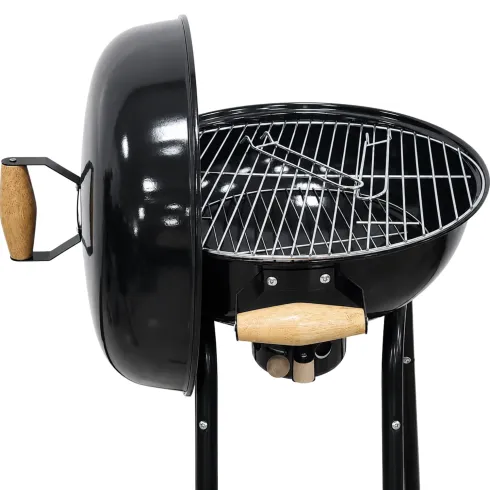 Barbecue a Carbone Rotondo con Griglia Inox Coperchio con Termometro