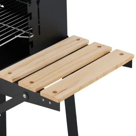 Barbecue a Carbonella con Griglia Inox Regolabile e Ripiani in Legno