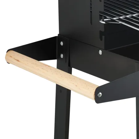 Barbecue a Carbonella con Griglia Inox Regolabile e Ripiani in Legno