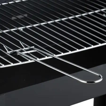 Barbecue a Carbonella con Griglia Inox Regolabile e Ripiani in Legno