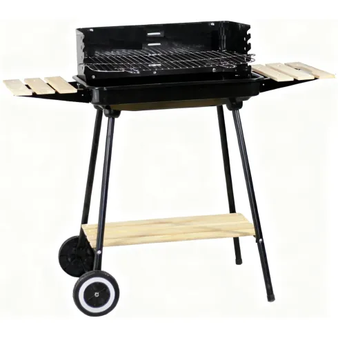 Barbecue a Carbonella da Esterno con Ruote Portatile Griglia Regolabile