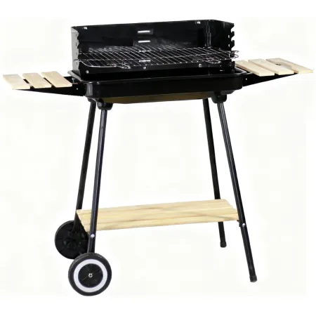 Barbecue a Carbonella da Esterno con Ruote Portatile Griglia Regolabile