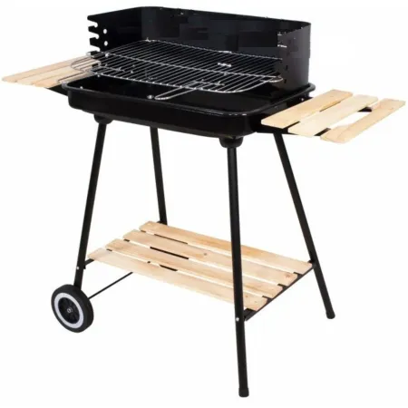 Barbecue a Carbonella da Esterno con Ruote Portatile Griglia Regolabile