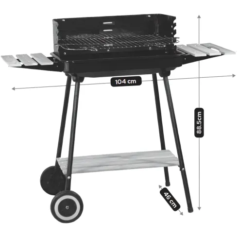 Barbecue a Carbonella da Esterno con Ruote Portatile Griglia Regolabile