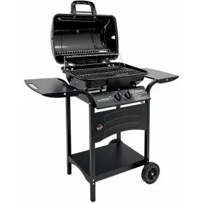 Barbecue a Gas 2 Bruciatori da Giardino 7,5 kW con Ripiano Ruote