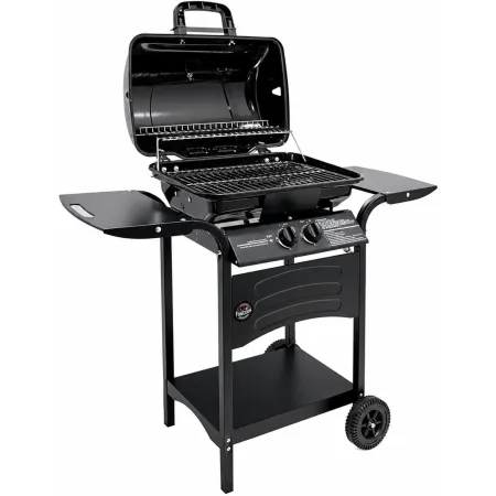 Barbecue a Gas 2 Bruciatori da Giardino 7,5 kW con Ripiano Ruote