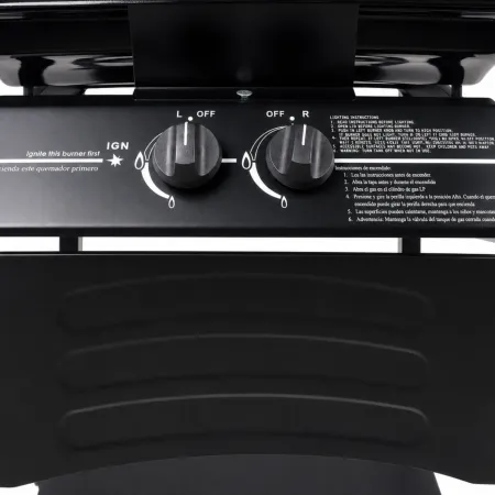 Barbecue a Gas 2 Bruciatori da Giardino 7,5 kW con Ripiano Ruote