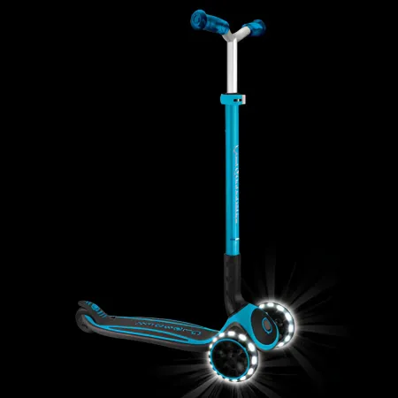 Monopattino per Bambini a 3 Ruote Celeste Regolabile con Luci LED