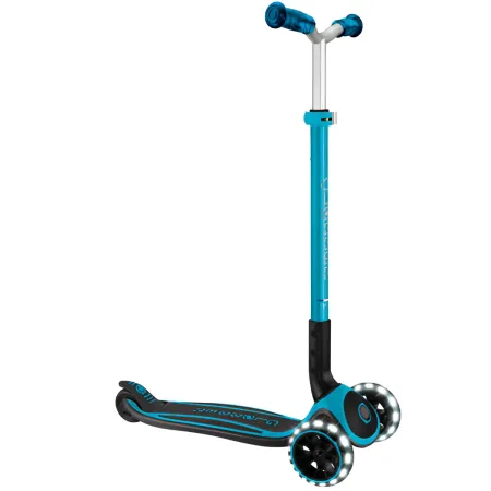 Monopattino per Bambini a 3 Ruote Celeste Regolabile con Luci LED