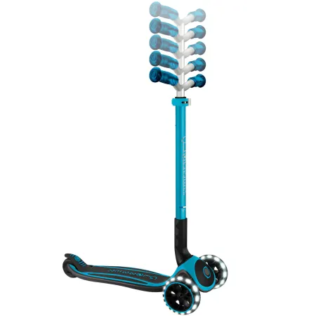 Monopattino per Bambini a 3 Ruote Celeste Regolabile con Luci LED